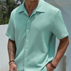 Homme Loose Fit Men's Solid Color Button Up Shirt